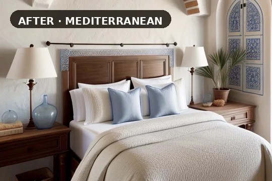 Bedroom after AI bedroom design — luxury style generated by Homelit app