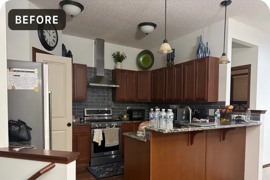 Kitchen before AI redesign — original outdated kitchen space