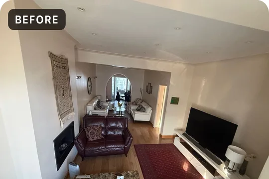Plain living room before AI interior design transformation